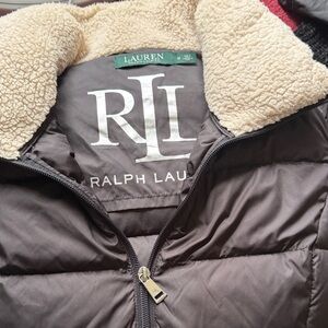 Ralph Lauren Chocolate Puffer with Cream Sherpa Lining